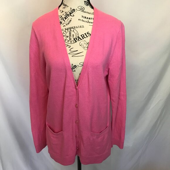 Talbots Pink Cardigan with button closure, pockets, soft - size large - Picture 1 of 10